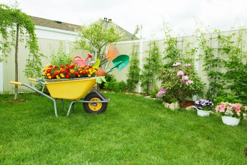 Landscape crew following a safe working policy outdoors